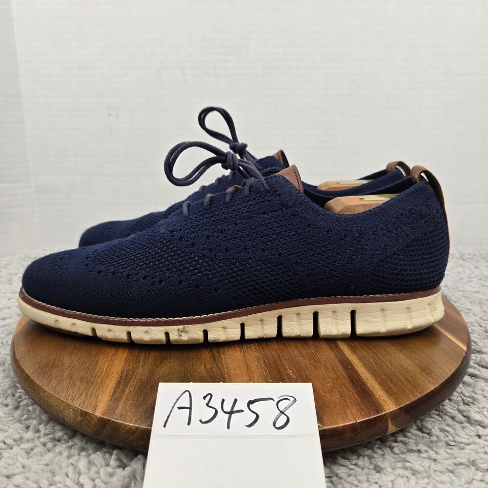 Cole Haan Mens 11.5 ZeroGrand Stitchlite Marine Blue Wingtip Casual Daily Oxford